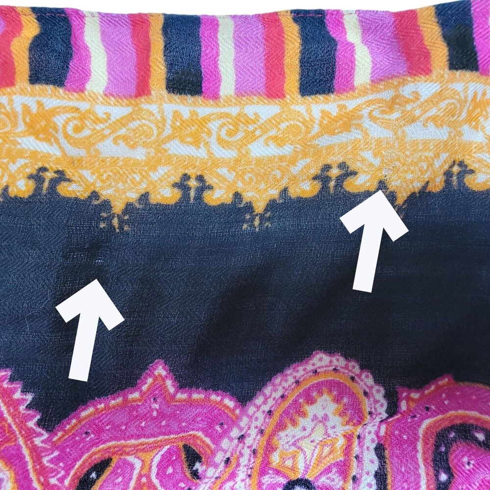 Dana Xu Paisley Scarf Wool Silk Pink Wrap Shawl Large Women's 50" x 46" NWT Boho - Picture 7 of 7
